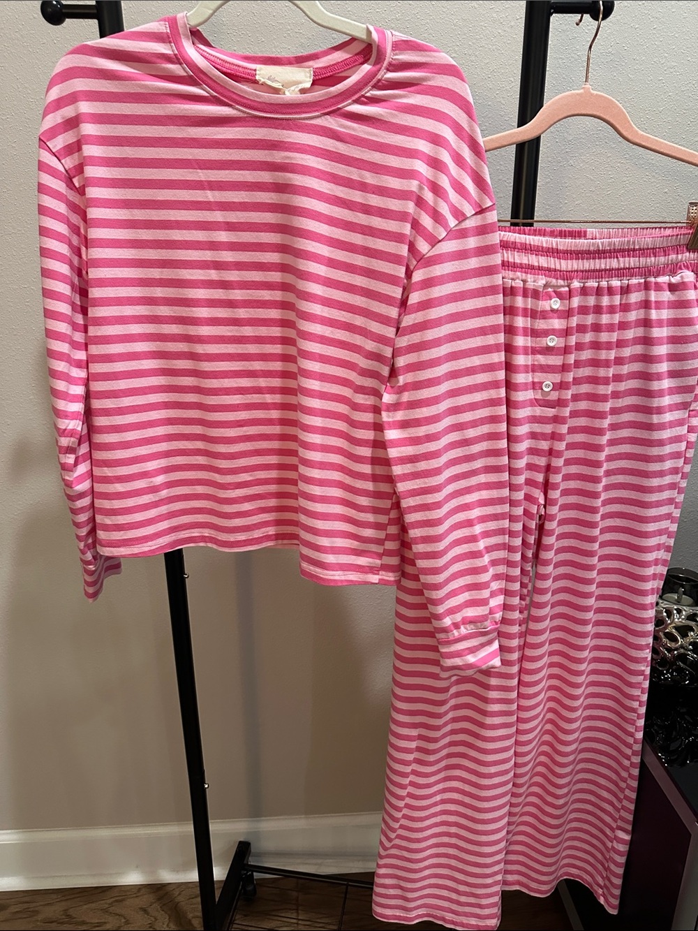 Women’s Pink Striped Two-Piece Set
